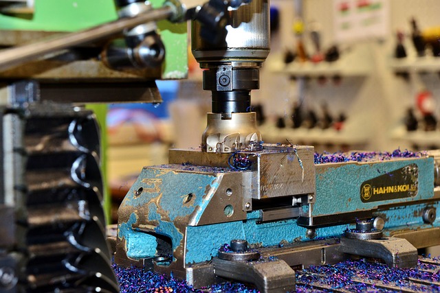 CNC lathe machine cutting metal parts